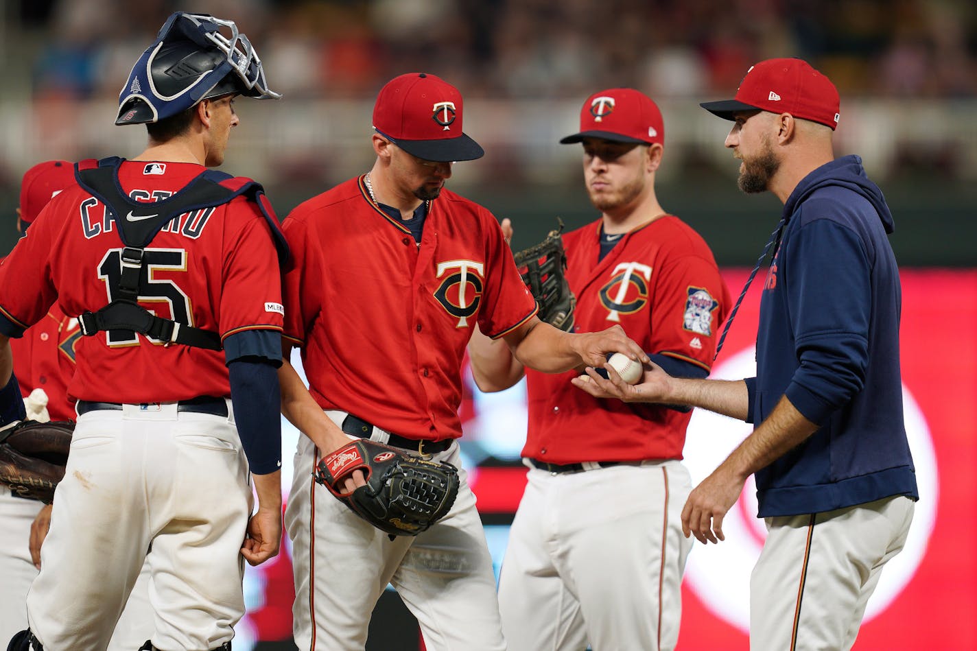 Twins starting pitcher Devin Smeltzer was pulled by manager Rocco Baldelli in the fifth inning Friday