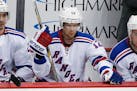 New York Rangers center Eric Staal (12) sits on the bench during an NHL hockey game against the Pittsburgh Penguins in Pittsburgh, Thursday, March 3, 