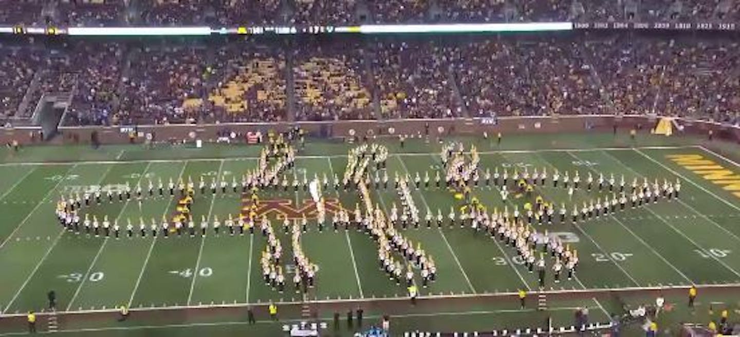 Watch the University of Minnesota marching band Row the Boat for