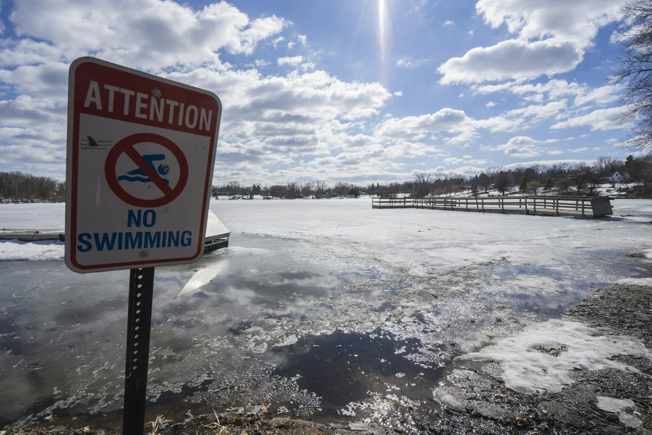Ice was melting on Silver Lake and docks began to float away from shore at Silverwood Park in St. Anthony on Wednesday, the first day of spring.