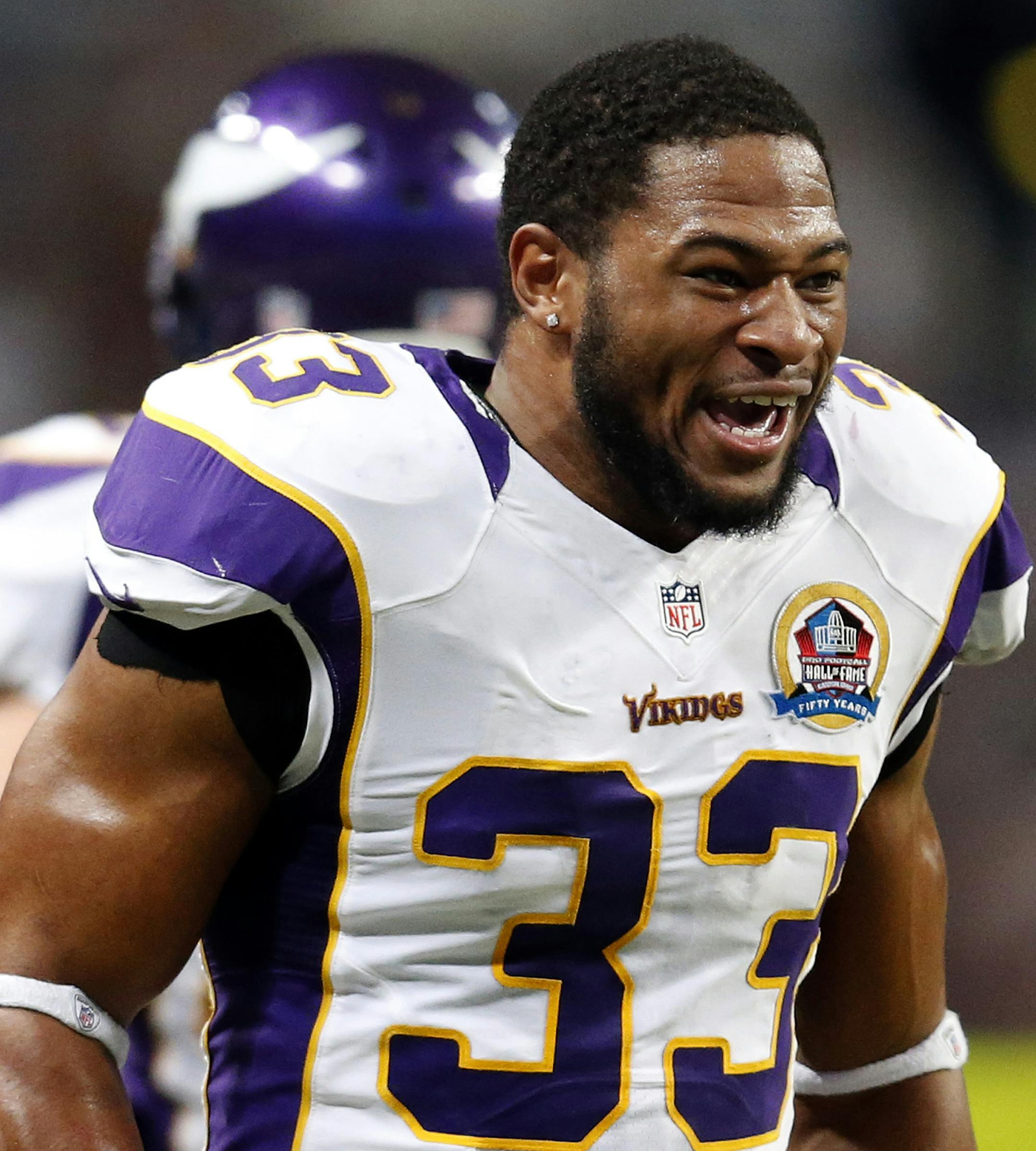 Minnesota Vikings Jamarca Sanford (33). ] CARLOS GONZALEZ cgonzalez@startribune.com - December 16, 2012, St. Louis, MO, Edward Jones Dome, NFL, Minnesota Vikings vs. St. Louis Rams ORG XMIT: MIN1212171518161016