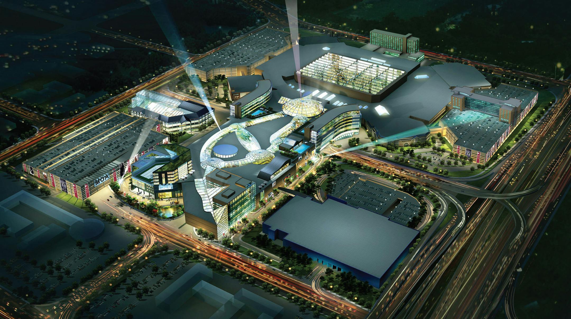 The $1.5 billion expansion of the Mall of America in Bloomington involves up to 5.6 million square feet of retail, hotel and office space and entertainment options such as a water park. The $250 million in tax breaks will pay for parking and infrastructure improvements. Source: Mall of America 5/22/2013