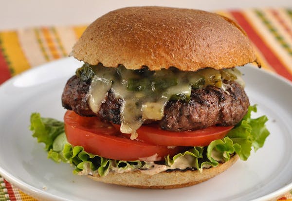 Meredith Deeds, Special to the Star Tribune Grilled Green Chile Cheeseburgers