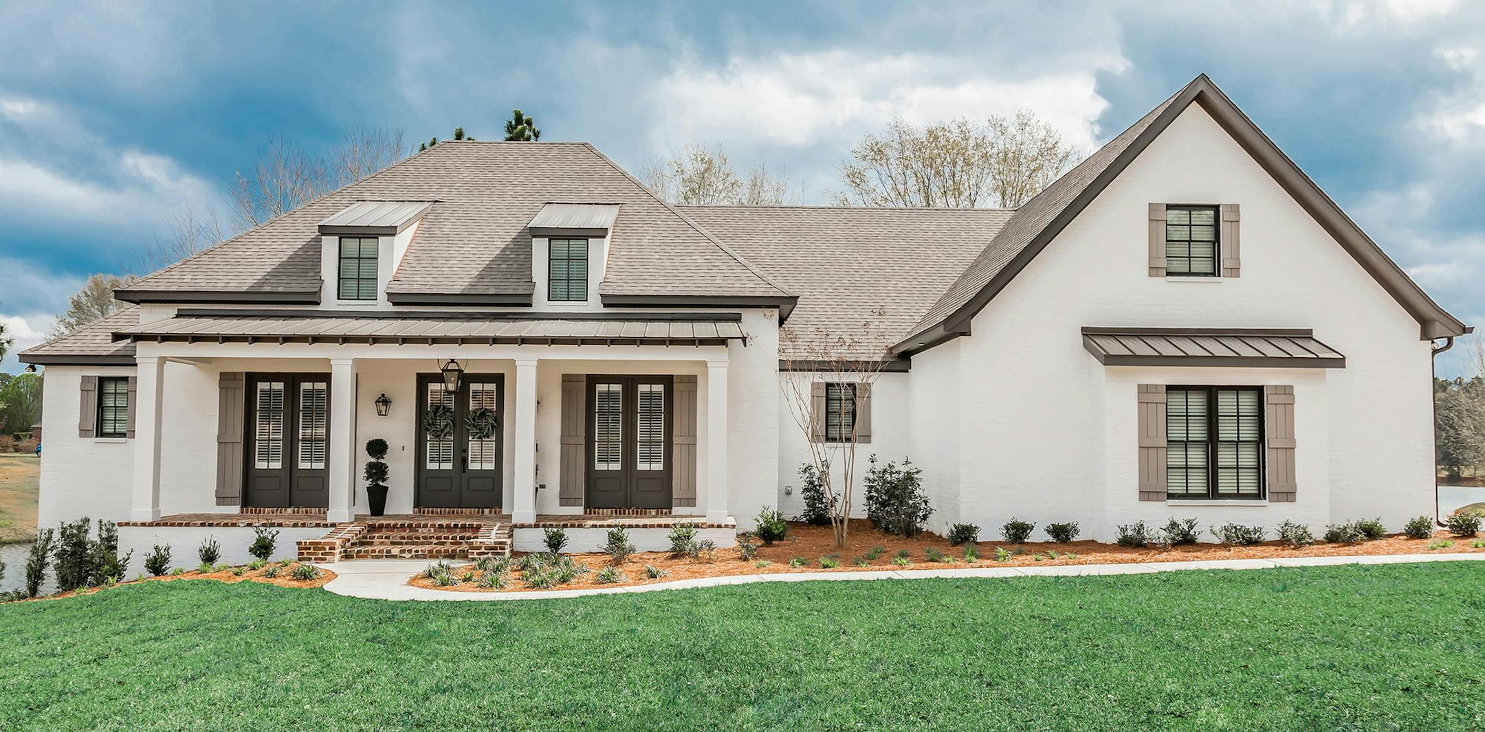 Plan features three bedrooms on one level.