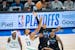 Timberwolves center Rudy Gobert (27) and Mavericks center Daniel Gafford (21) jump for the opening tipoff during the first quarter of Game 2 of the We
