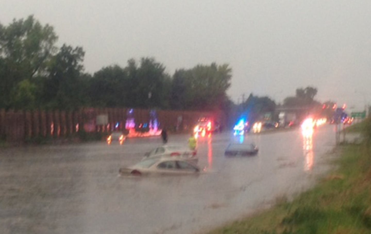 Flooding on University Avenue in Fridley had authorities rescuing stranded motorists on Tuesday evening.