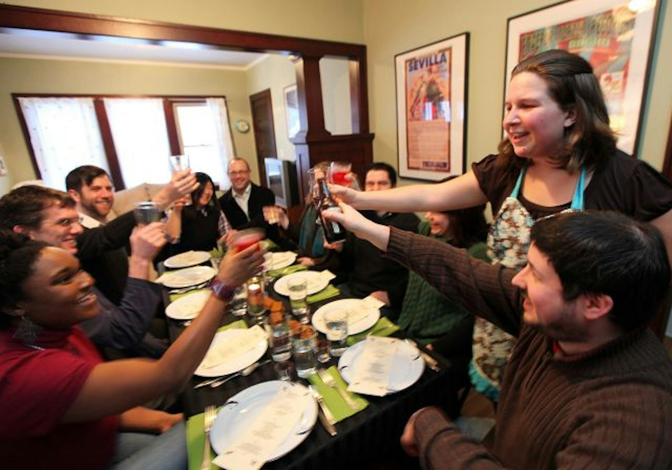 James Norton and Becca Dilley, right, toasted "the family we choose" at Sunday's fourth Febgiving.