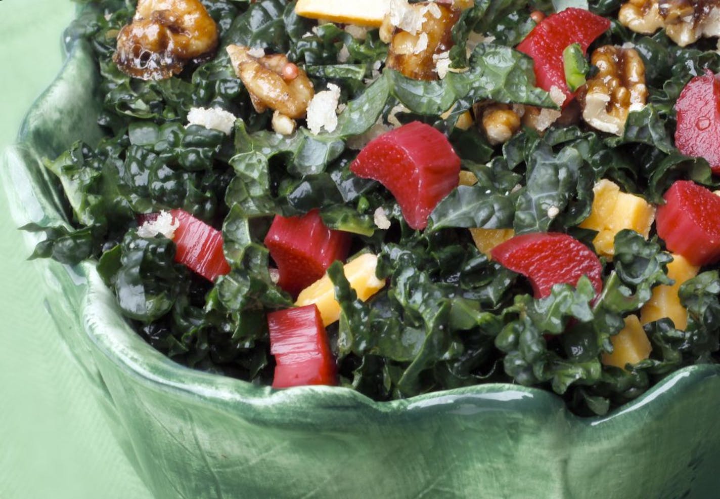 Confetti Salad of Kale and Rhubarb