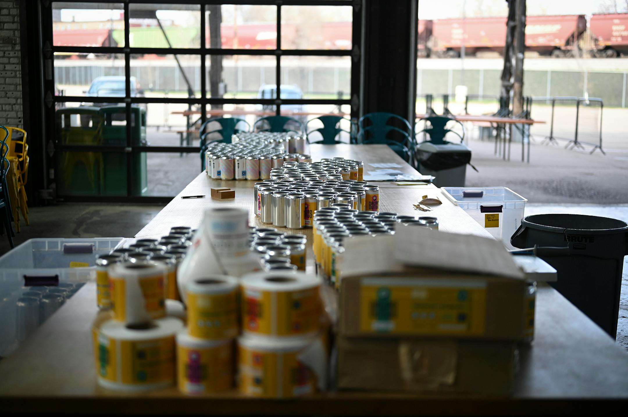 Empty crowlers were labeled and organized for online ordering on one of the Bauhaus Brew Lab's taproom tables, which would normally be busy with customers on a Friday afternoon. Despite strong sales of wine, spirits and beer in liquor stores since COVID-19 hit, craft breweries in Minnesota and other states have taken a body blow, especially the smaller breweries that produce less than 1,000 barrels annually.