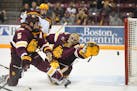 The Gophers got the puck past Minnesota Duluth goalie Hunter Shepard during their 7-4 victory over the Bulldogs last October.