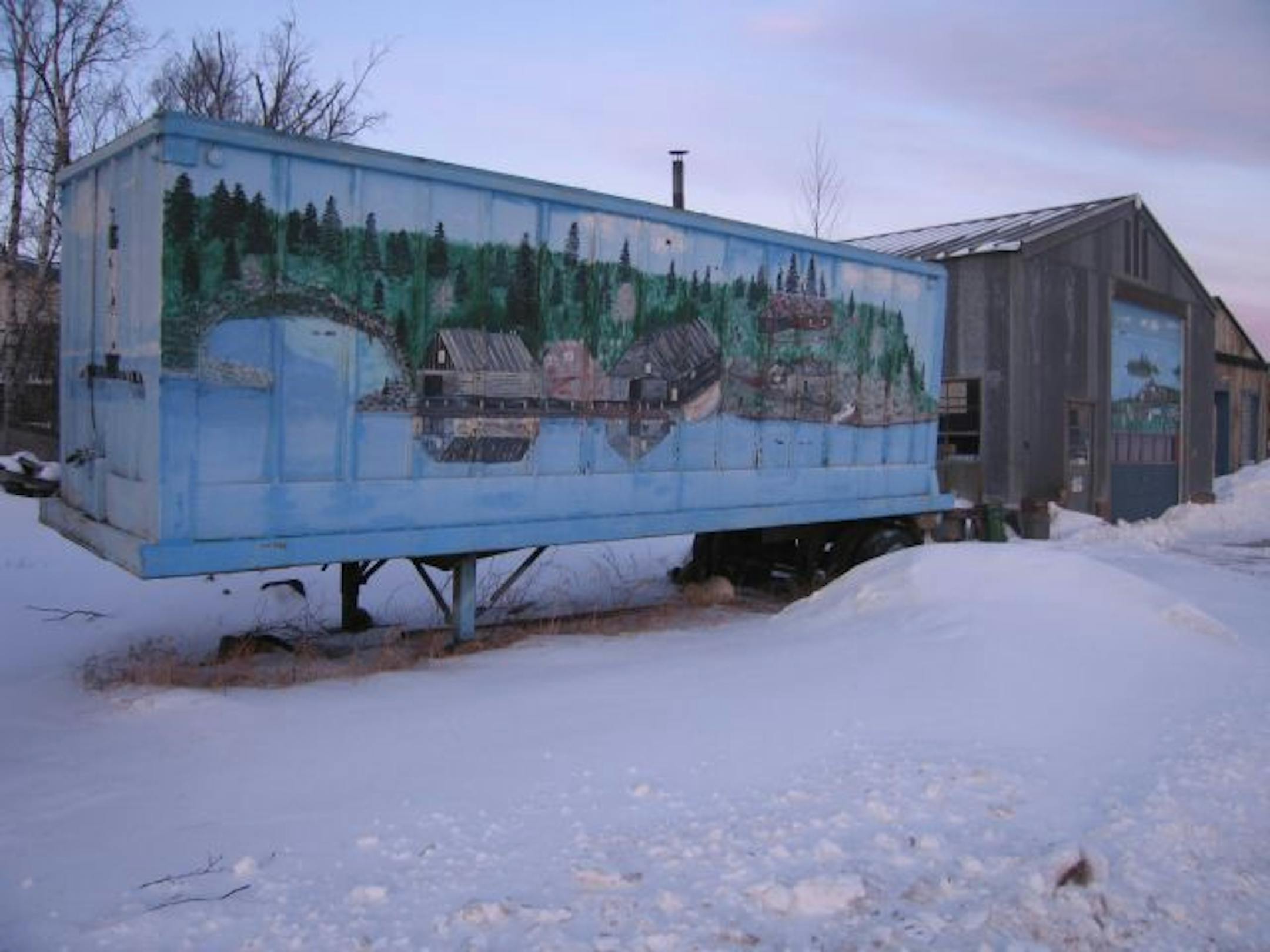 A mural brightens up a side road in downtown Grand Marais, Minn.