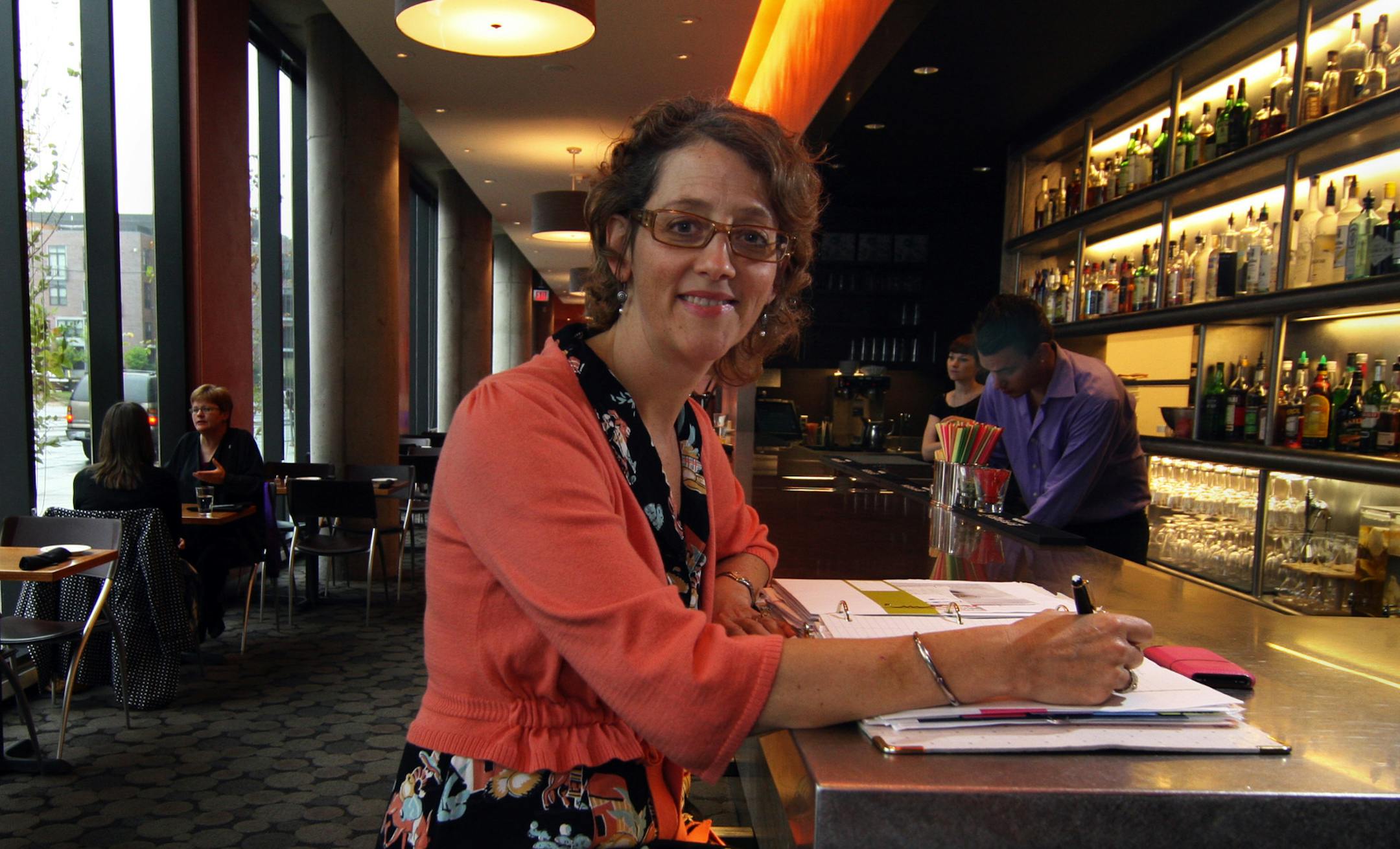 Tom Sweeney ï tsweeney@startribune.com Mpls, MN 10/07/2008 ] Brenda Langton, at her spoonriver restaurant near the new Guthrie, she also has Cafe Brennda in the wharehouse district.