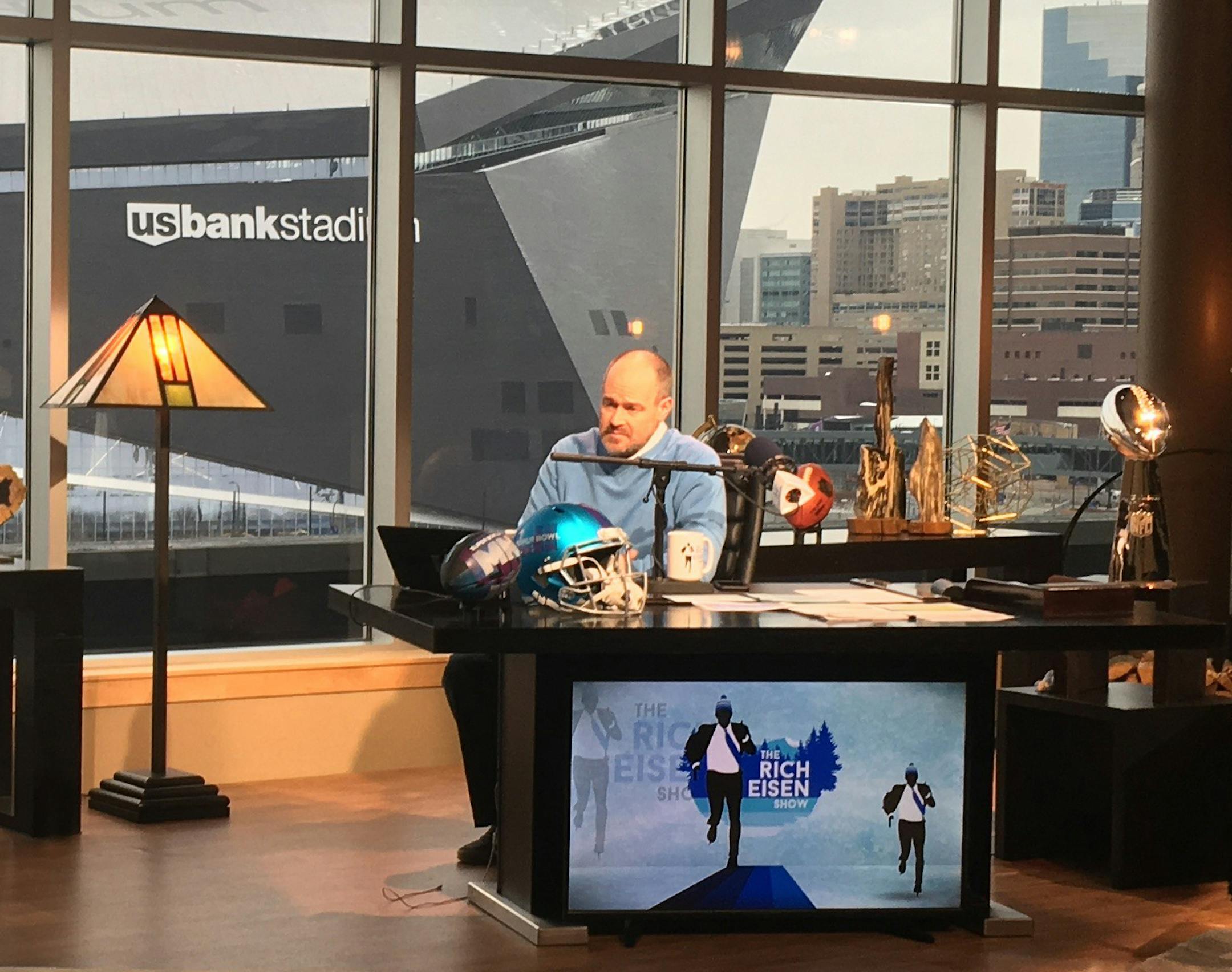 On the set of The Rich Eisen Show and The Dan Patrick Show on the 8th floor of a downtown Minneapolis condo. Photos by Michael Rand
