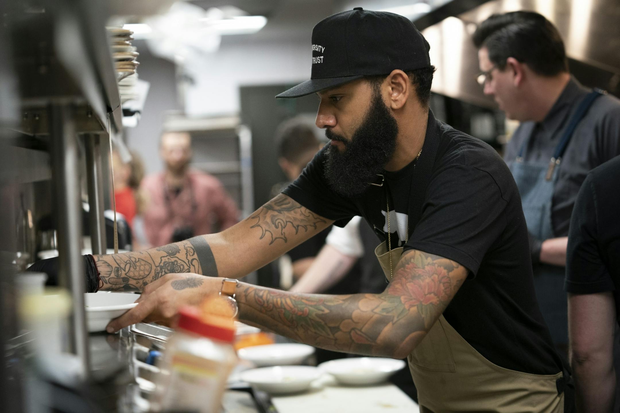 Chef and Top Chef contestant Justin Sutherland put together a six course meal in the kitchen before a recent episode of Top Chef at his restaurant the Handsome Hog in St. Paul, Minn., on Thursday, January 17, 2019.