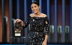 In a photo provided by the John F. Kennedy Center for the Performing Arts, Julia Louis-Dreyfus receives the 21st Annual Mark Twain Prize for American 