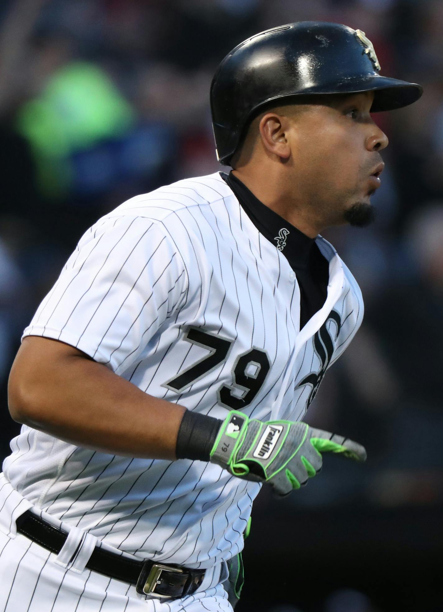 The Chicago White Sox's Jose Abreu (79) rounds the bases after hitting a two-run home run in the first inning against the Minnesota Twins at Guaranteed Rate Field in Chicago on Friday, May 4, 2018. (John J. Kim/Chicago Tribune/TNS) ORG XMIT: 1230360