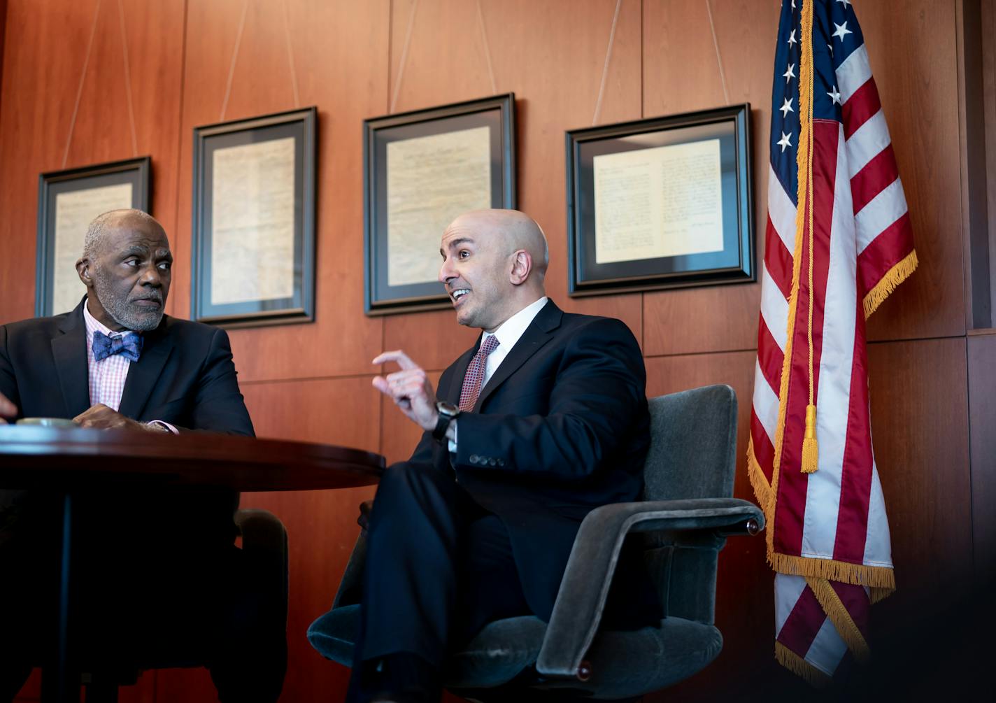 Minneapolis Federal Reserve President Neel Kashkari and Justice Alan Page are calling on Minnesotans to pass a constitutional amendment aimed at closing the stubborn student achievement gap. ] GLEN STUBBE &#x2022; glen.stubbe@startribune.com Tuesday, January 7, 2020