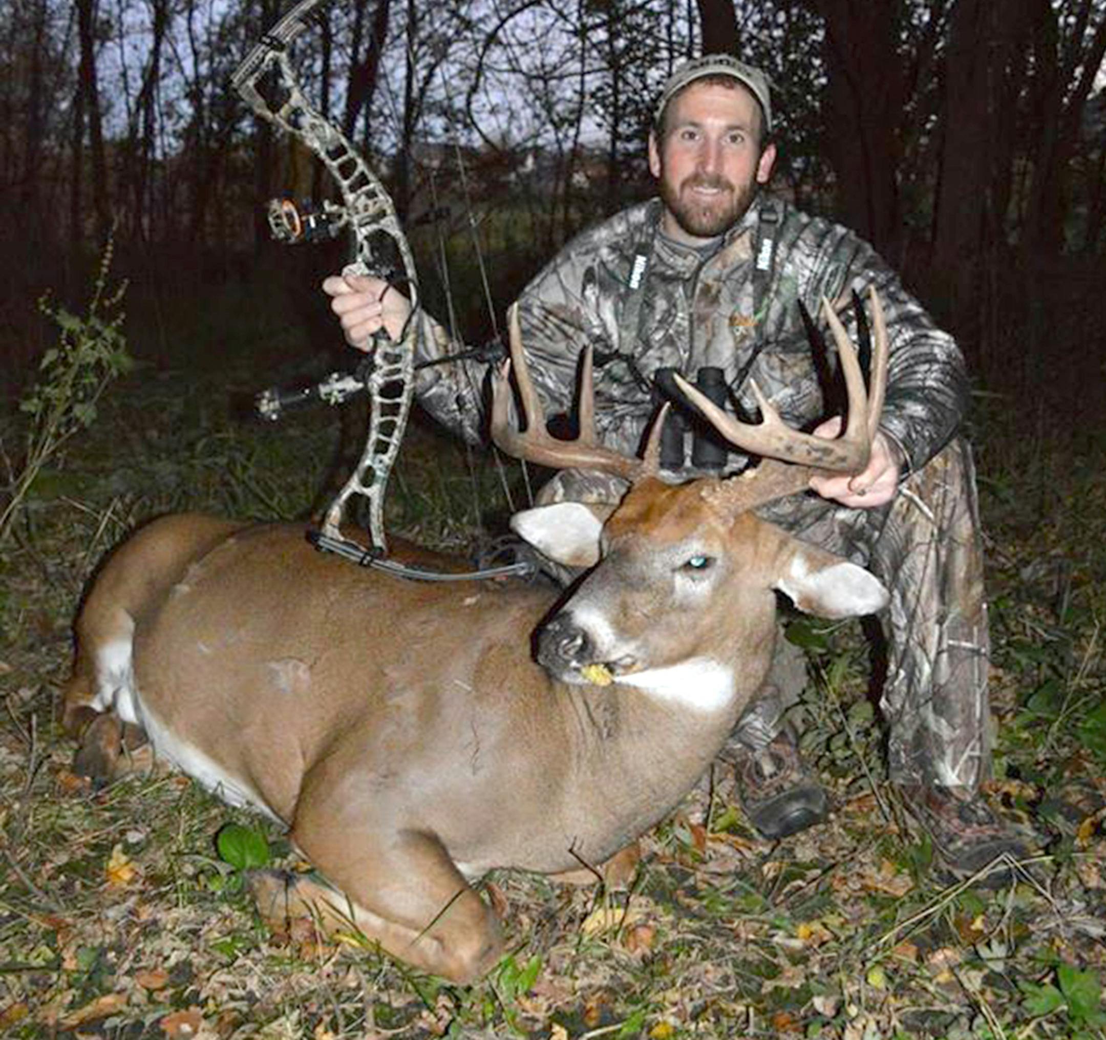 Hastings High School biology teacher Mike Versland with the buck he arrowed on private land in the city of Maple Grove, with special permission ORG XMIT: pgvXIcGZ7X-4NNEw0bgg