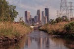 Bassett Creek as it flows toward downtown Minneapolis just before it disappears underground, shown in the 1990s.