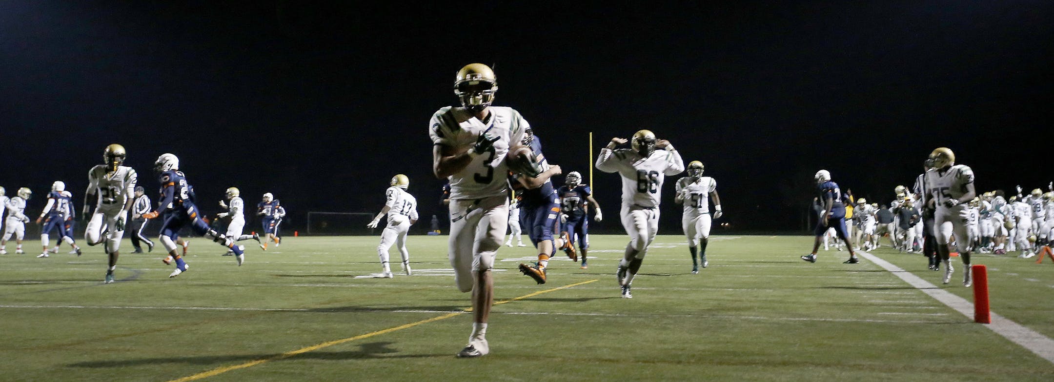 Amani Hooker (3) of Park Center returned an interception for a touchdown in the fourth quarter. ] CARLOS GONZALEZ ï cgonzalez@startribune.com - October 20, 2015, New Hope, MN, Cooper High School, Prep football playoff game, Park Center at Cooper