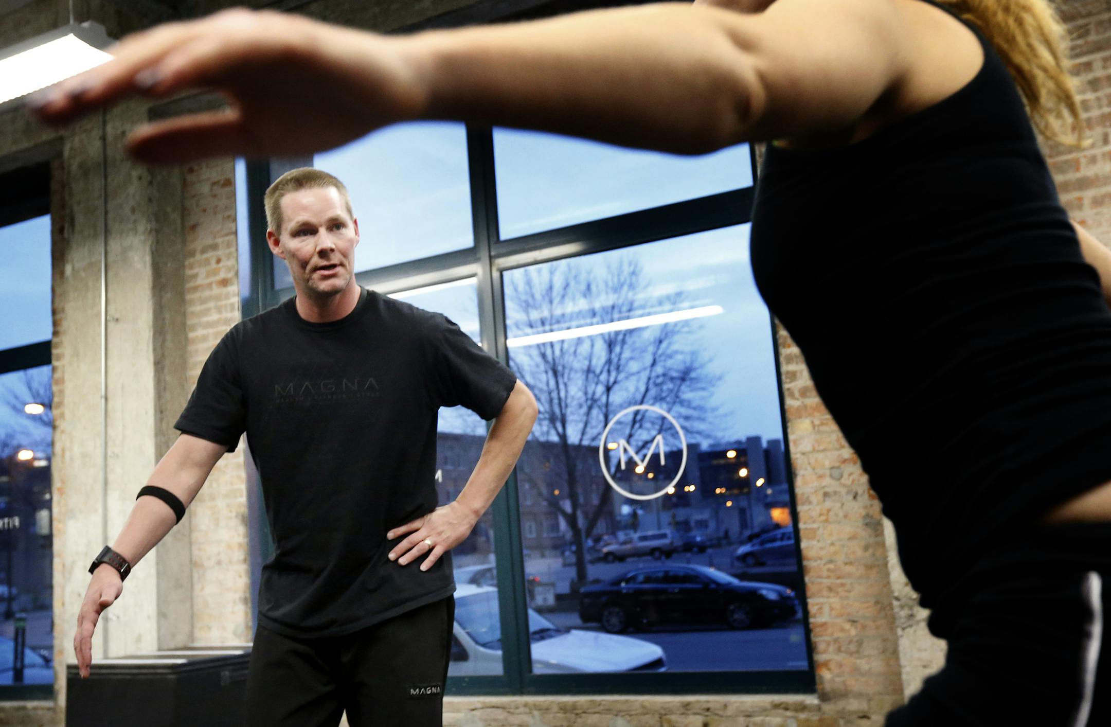 Scott Herman taught a boot camp fitness class Magna Gym in Minneapolis. ] CARLOS GONZALEZ cgonzalez@startribune.com October 29, 2013, Minneapolis, Minn., how i got this body profile about Scott Herman - a former soldier who suffered sever burns and PTSD - found a new start as a personal trainer