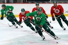 Marcus Foligno led the rush during the first day of Wild training camp on Sept. 14 in St. Paul. Training camp ended with a stop in Duluth on Tuesday.