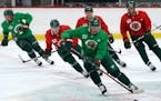 Marcus Foligno led the rush during the first day of Wild training camp on Sept. 14 in St. Paul. Training camp ended with a stop in Duluth on Tuesday.