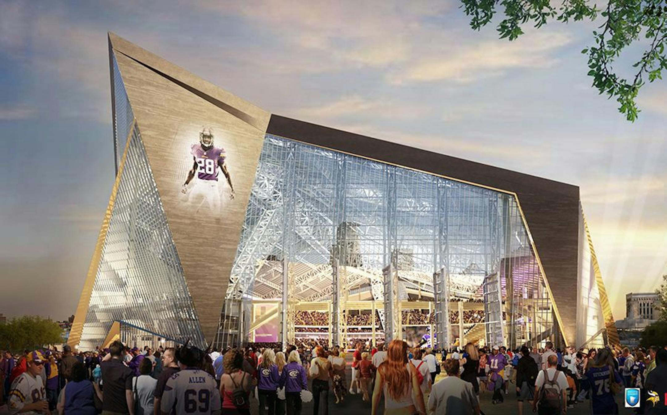 Architect rendering of new Vikings Stadium.