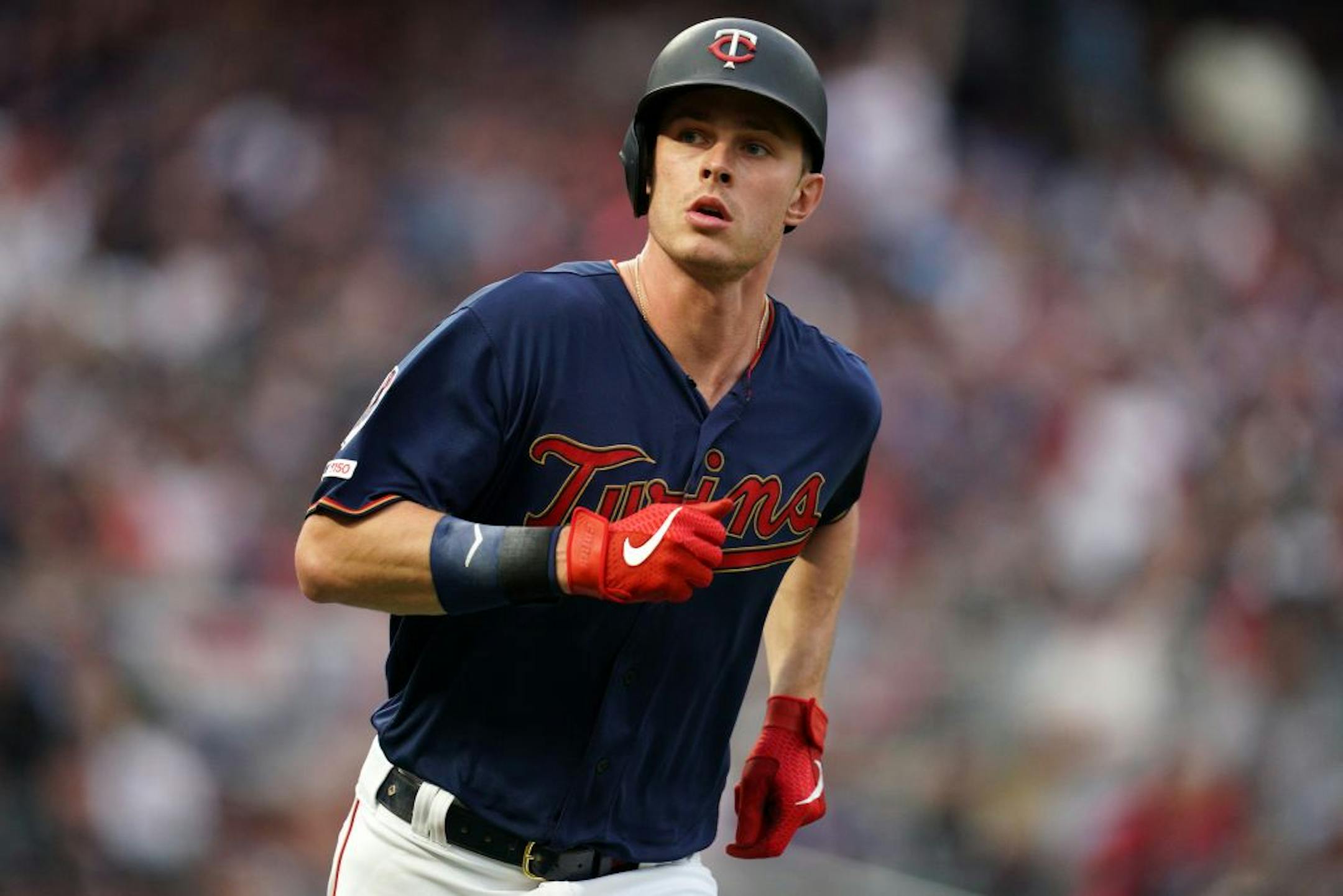 Minnesota Twins right fielder Max Kepler (26) rounded the bases after hitting a home run in the fourth inning.