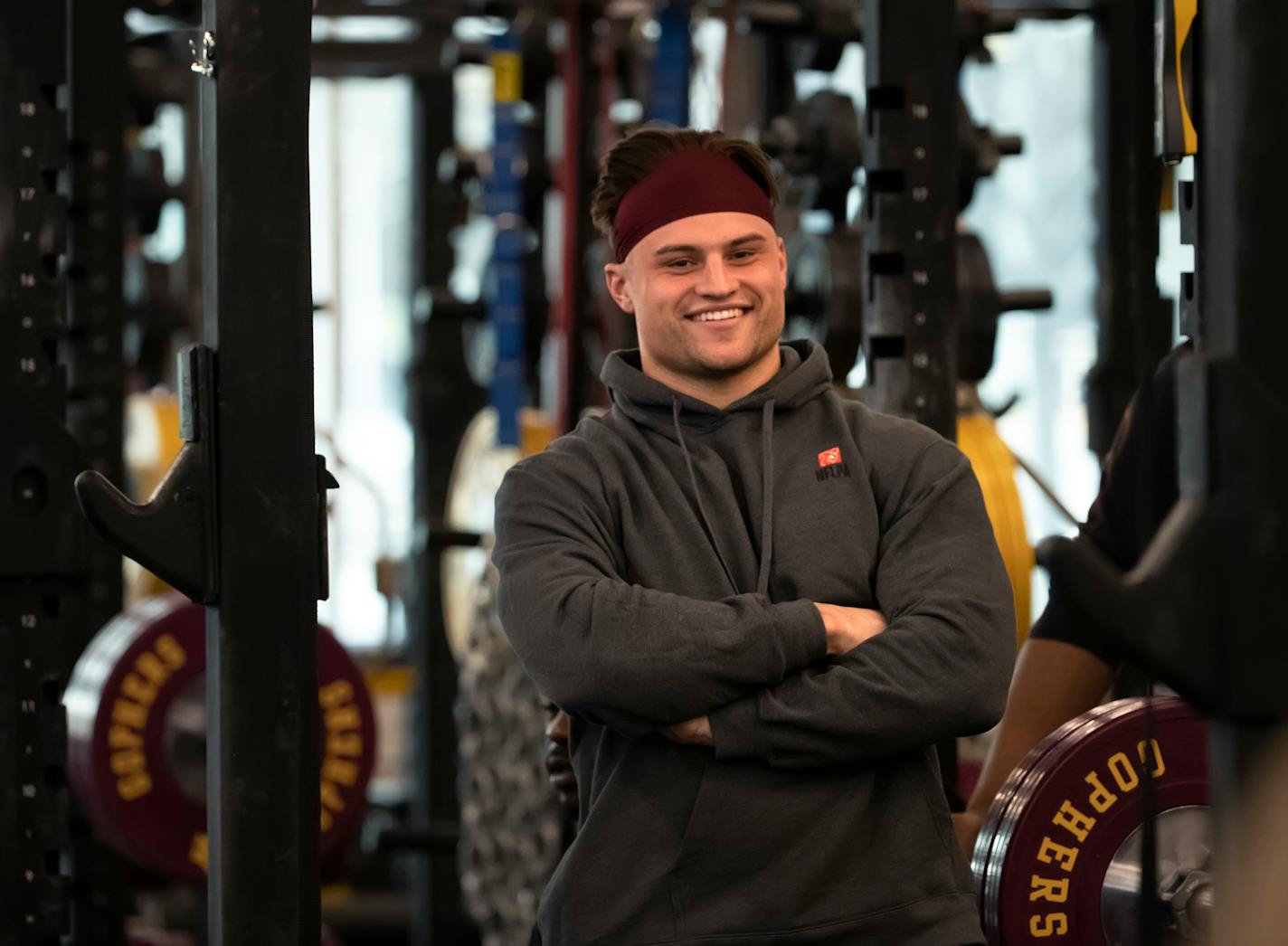 Linebacker Blake Cashman, shown at Gophers pro day in March, had a breakout season as a senior.