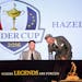 Ryder Cup captains Davis Love III and Darren Clarke spoke at a news conference on Tuesday at Hazeltine National Golf Club.