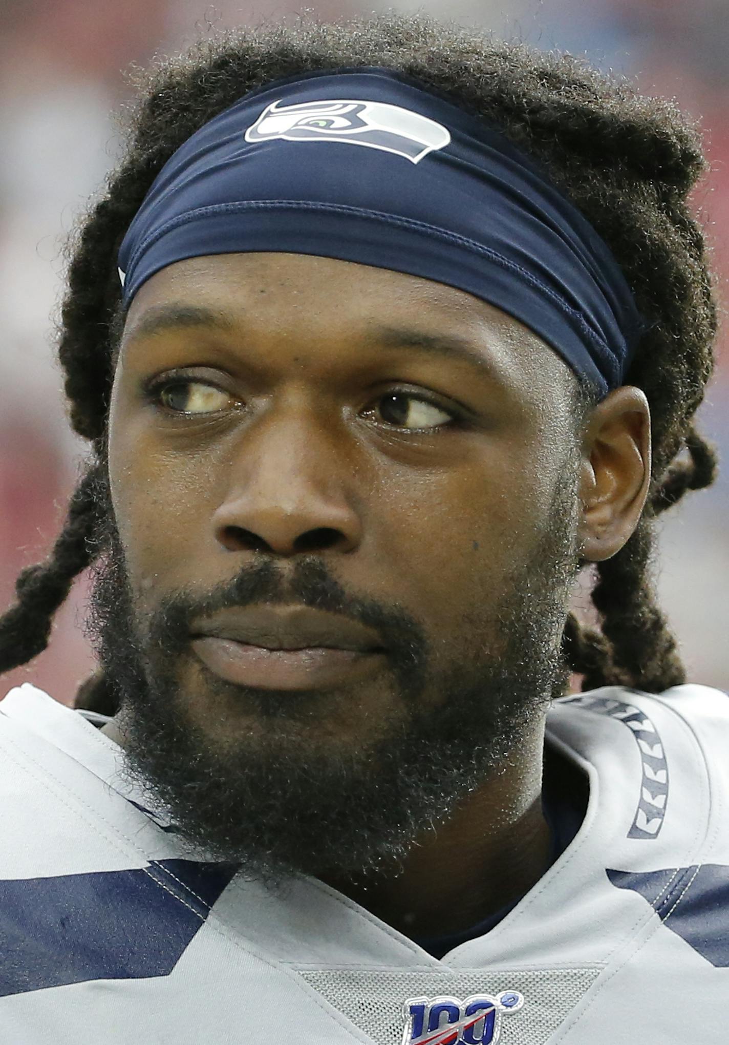 Seattle Seahawks outside linebacker Jadeveon Clowney (90) during an NFL football game against the Arizona Cardinals, Sunday, Sept. 29, 2019, in Glendale, Ariz. (AP Photo/Rick Scuteri)