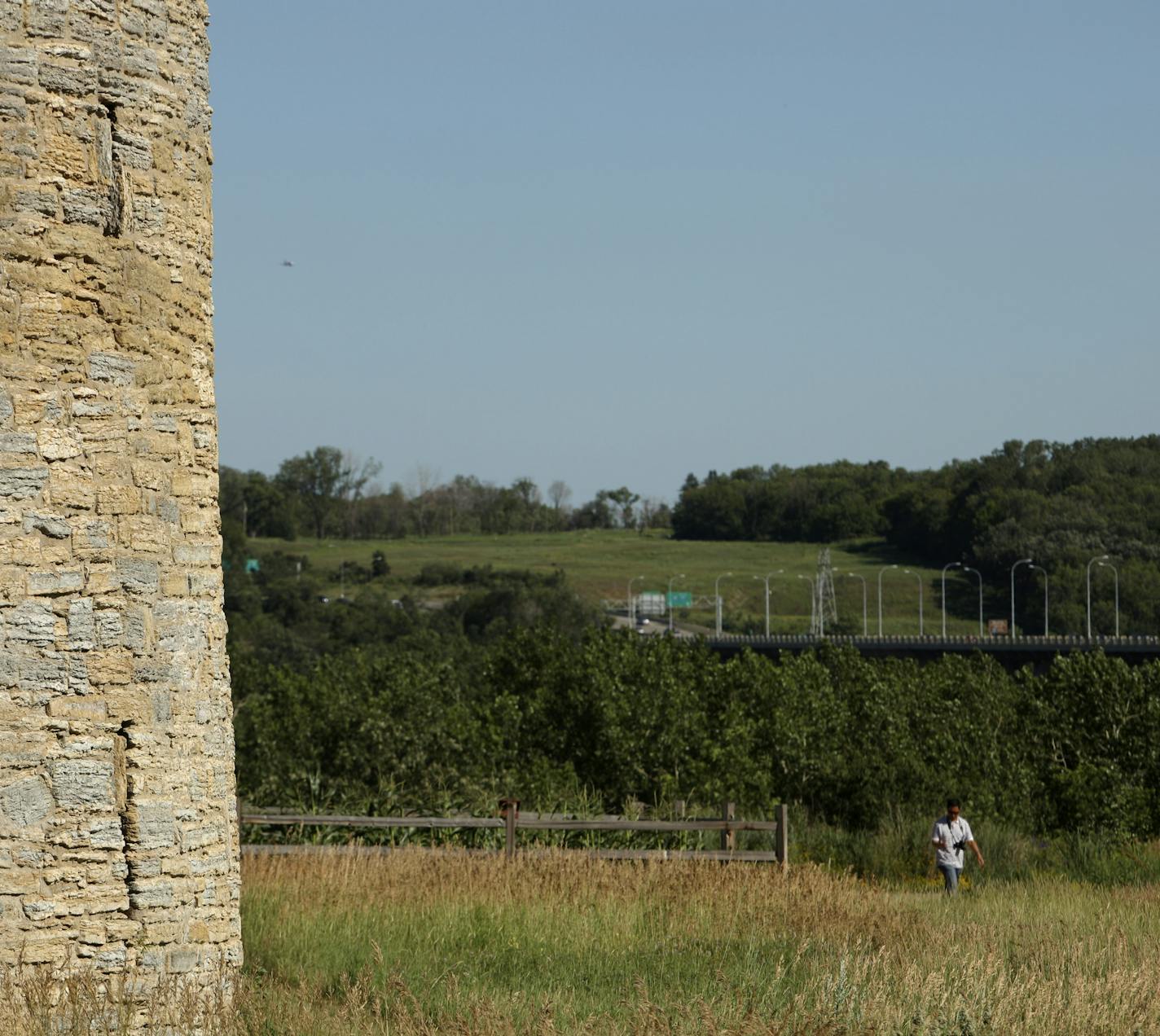 JEFF WHEELER &#x2022; jwheeler@startribune.com MINNEAPOLIS - 7/15/09 - State Archaeologist Scott Anfinson is an expert at identifying sacred Indian burial sites. IN THIS PHOTO: ] The view from Fort Snelling in Minneapolis Wednesday afternoon with the round tower at left and Pilot Knob, the treeless area in the distance. ORG XMIT: MIN2014090317494263