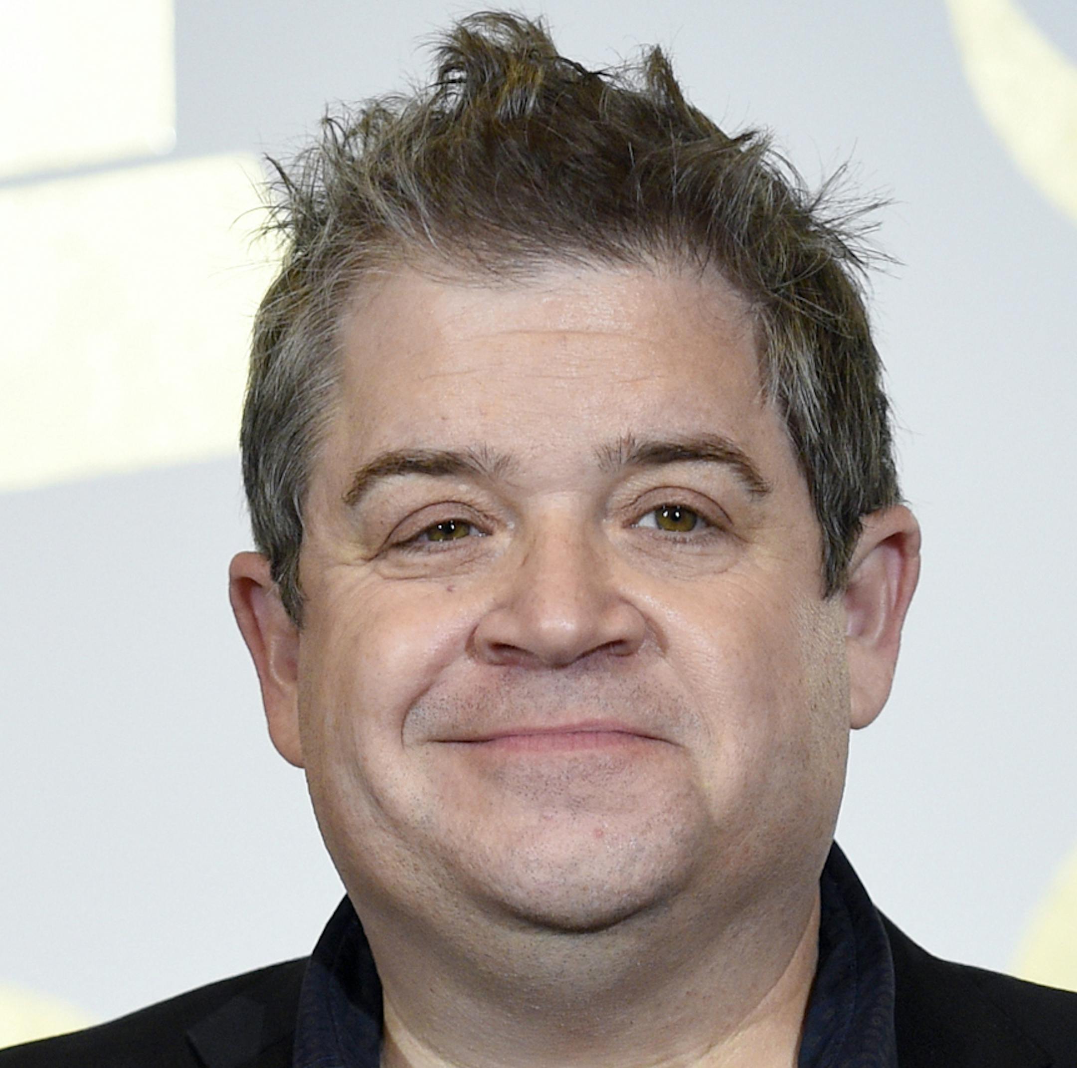 FILE - In this Feb. 12, 2017 file photo, Patton Oswalt poses in the press room with the award for best comedy album for "Talking for Clapping" at the 59th annual Grammy Awards in Los Angeles. Fifteen months after the death of his wife, Oswalt is engaged to marry actress Meredith Salenger, His publicist confirmed Thursday, July 6. Michelle McNamara, a writer, died in April 2016 from a combination of prescription medications and an undiagnosed heart condition. (Photo by Chris Pizzello/Invision/AP,