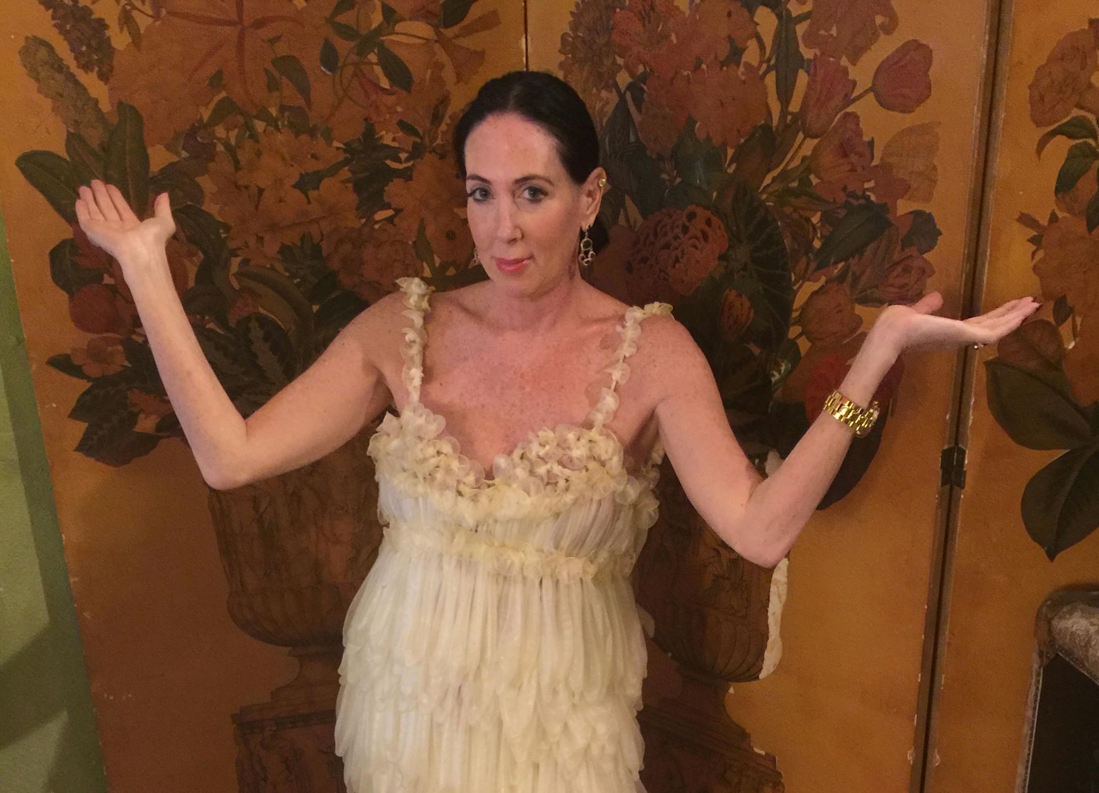 Melinda Jacobs modeled Joynoelle's condom dress.