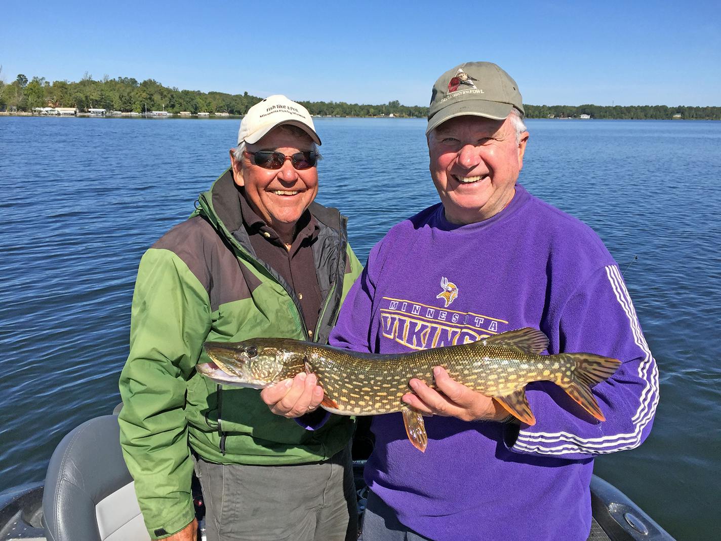 Longtime Brainerd-Nisswa area fishing guide Marv Koep, left, with Fr. Mike Arms, a regular walleye-angliing partner and retired Catholic priest who moved from the Twin Cities to Crosslake and now lives in a lake cabin that has been in his family for 80 years.