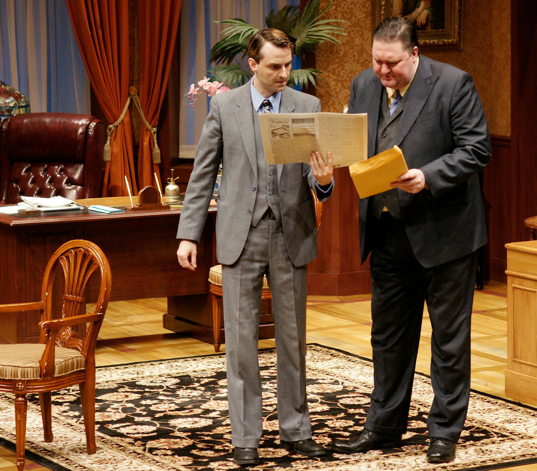 Derek Dirlam (as Archie Goodwin), E.J. Subkoviak (as Nero Wolfe) in "Might as Well Be Dead" at Park Square