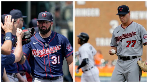 A tale of two Twins pitchers: Devin Smeltzer (left) pitched 6⅔ innings of two-run ball to win Game 1 8-2 on Tuesday, but the Tigers came back to sco