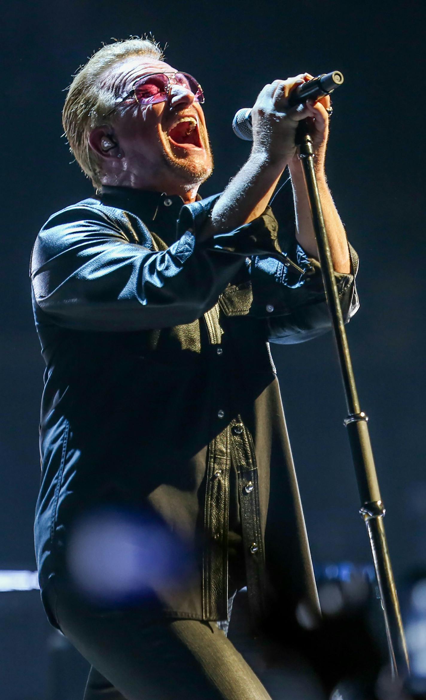 Bono of U2 performs at the Innocence + Experience Tour at The Forum on Tuesday, May 26, 2015, in Inglewood, Calif. (Photo by Rich Fury/Invision/AP) ORG XMIT: INVW