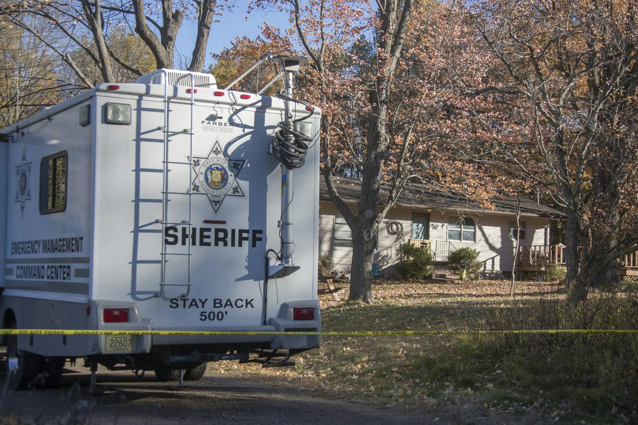 Barron County Sheriff's remained at the scene of the home where 13-year-old Jayme Closs lived with her parents James, and Denise Wednesday October 17, 2018 in Barron, Wisconsin.