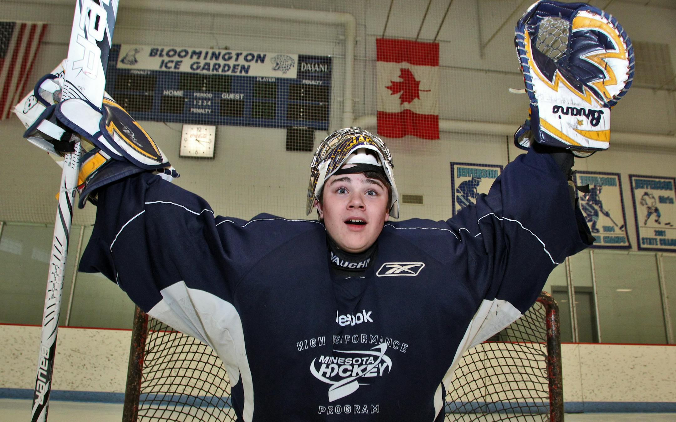 Bloomington Kennedy goalie David Johnson reenacted his reaction to being credited with a goal on Tuesday.