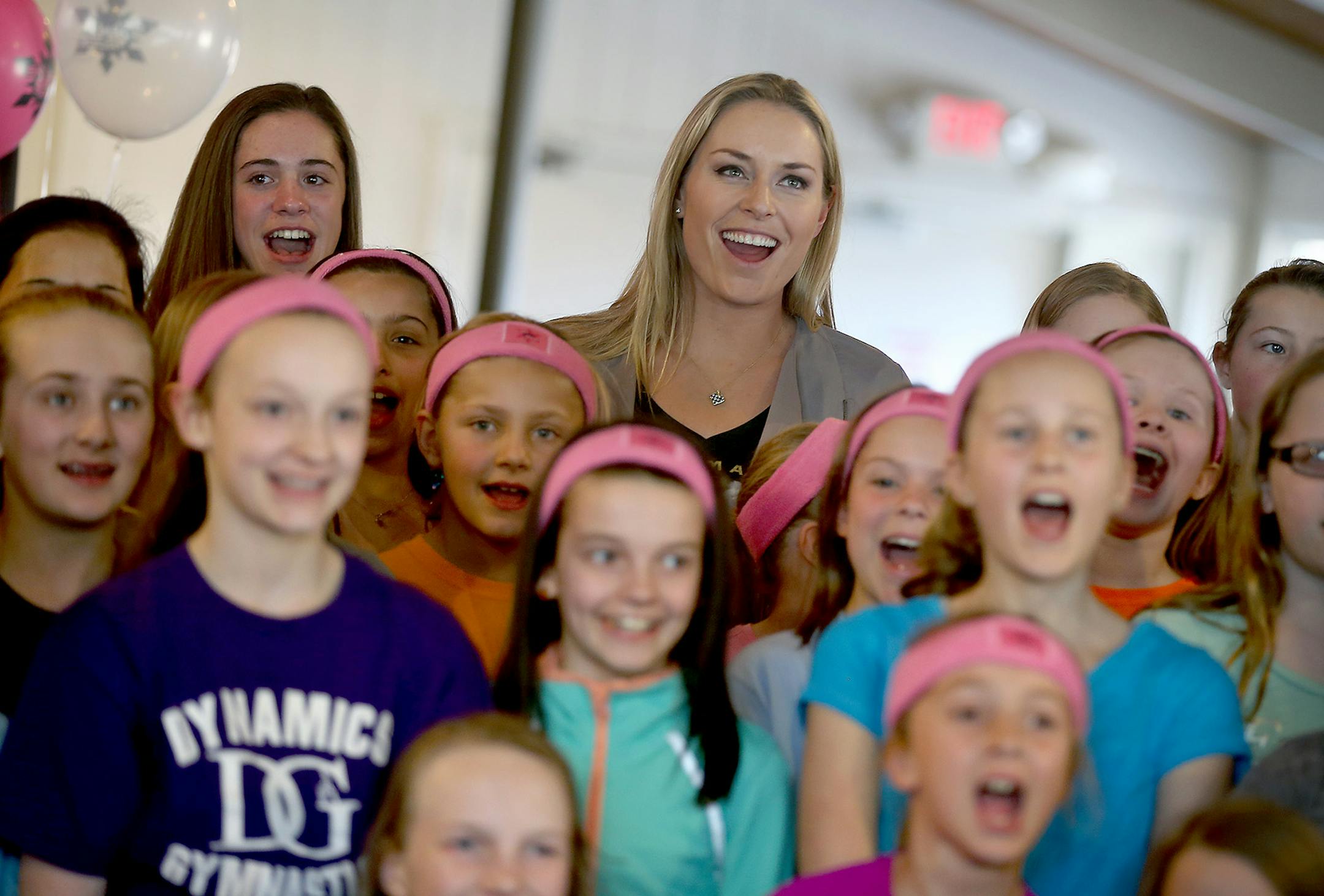 American World Cup alpine ski racer Lindsey Vonn celebrated a graduation with young female skiers at Afton Alps, Wednesday, April 1, 2015 in Afton, MN. Vonn participated in a private party with girls who graduated from the 2014/1015 Ski Girls Rock program that Vonn designed. The party included a special drylands workout session with the graduates and an autograph session. ] (ELIZABETH FLORES/STAR TRIBUNE) ELIZABETH FLORES &#x2022; eflores@startribune.com