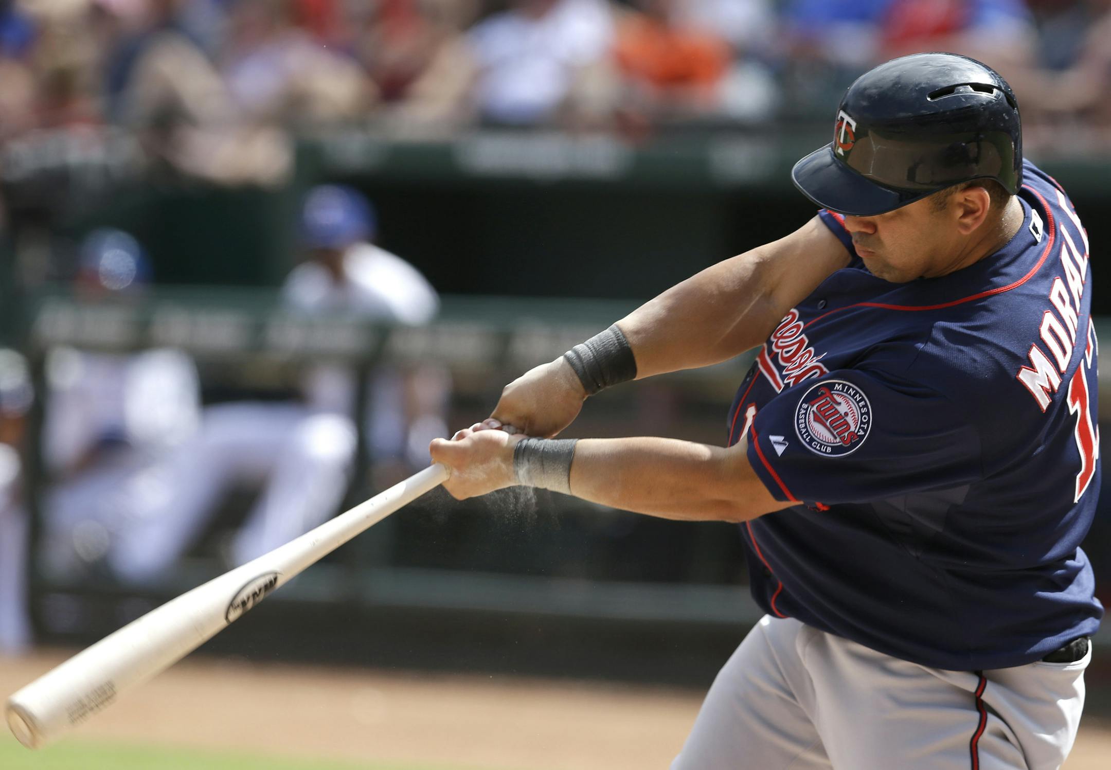 Twins designated hitter Kendrys Morales followed on his double in the ninth inning that drove in the winning run in a 3-2 victory over Texas on Sunday.