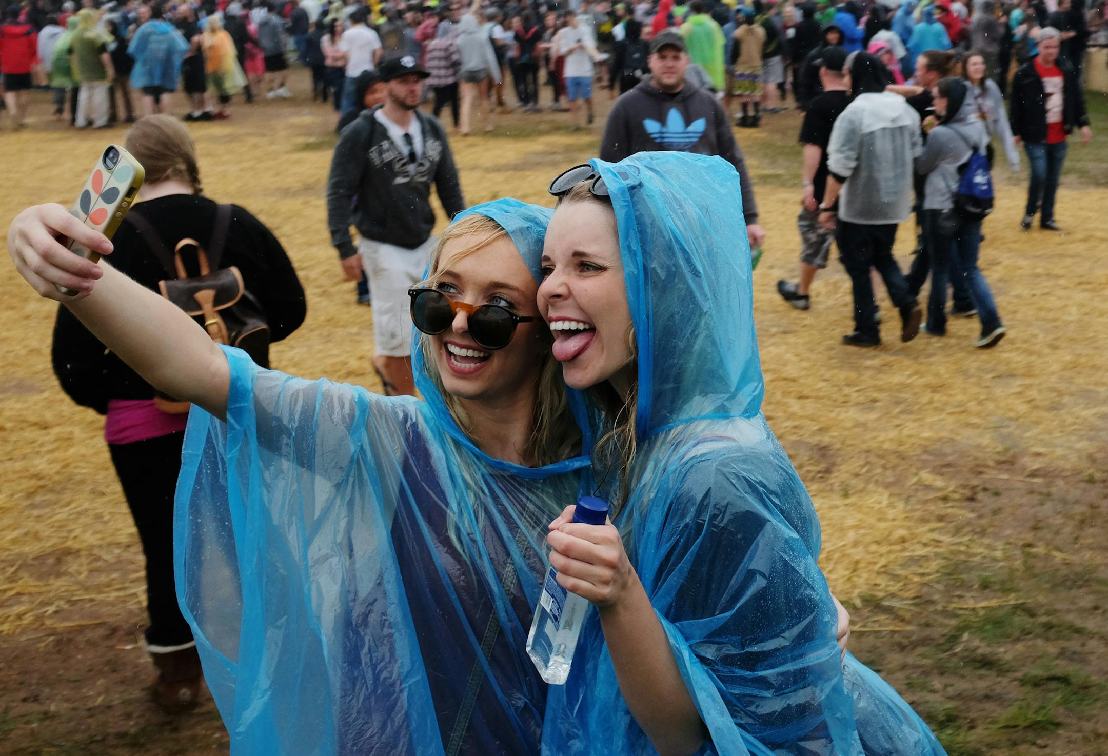 Brook Wise and Mackenzie Walter drove all the way from Sioux Falls, S.D. to attend this year's Soundset festival. ] Mark Vancleave - mark.vancleave@startribune.com * The eighth annual Soundset music festival played out amid rain showers Sunday, May 24, 2015 at Canterbury Park in Shakopee, Minn. ORG XMIT: MIN1505241724440404 ORG XMIT: MIN1505241733370405