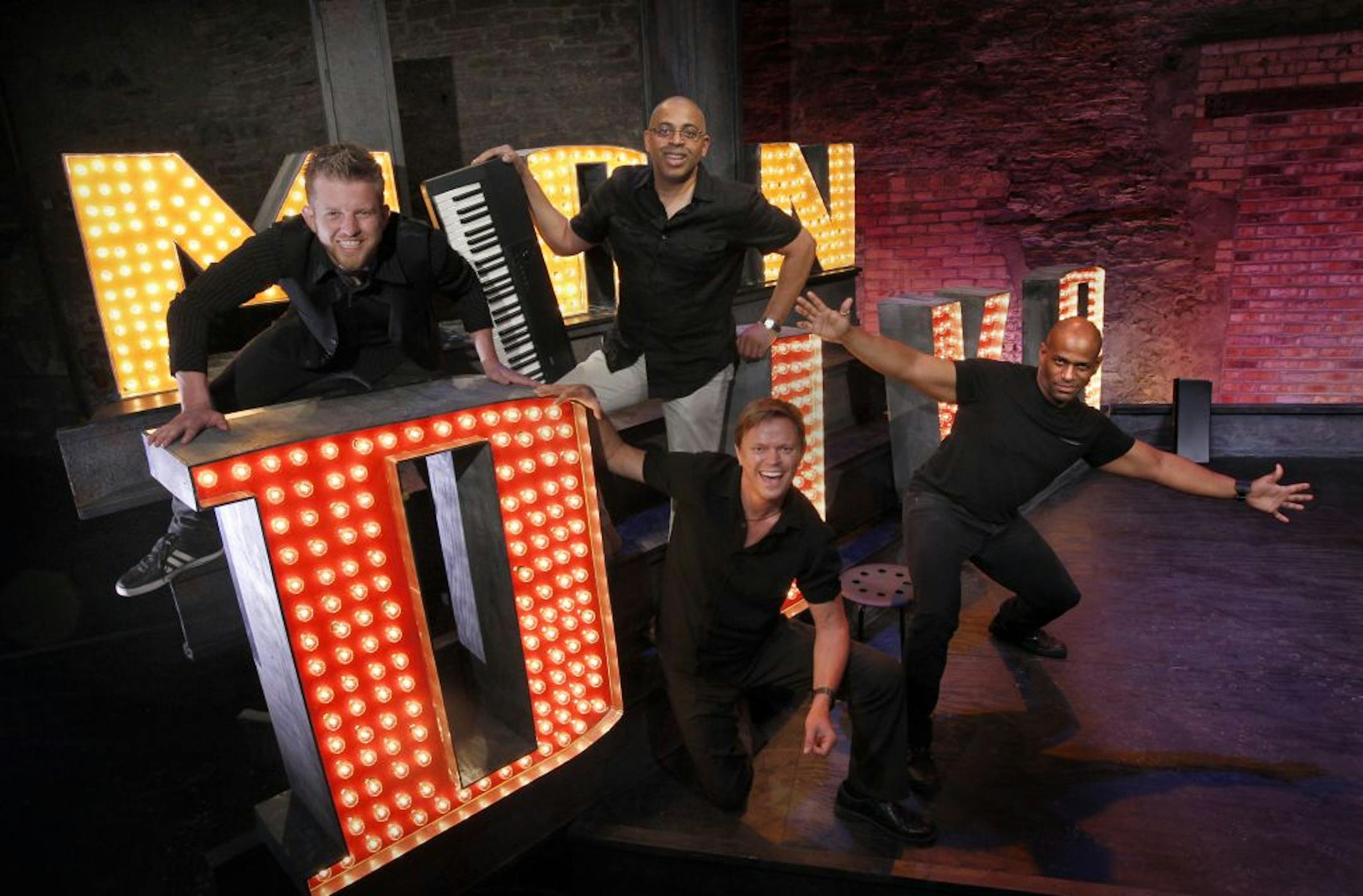Sanford Moor, top center, leads a full band and, from left, Ben Bakken, Dane Stauffer and Julius Collins III belt out their favorite "diva" hits.
