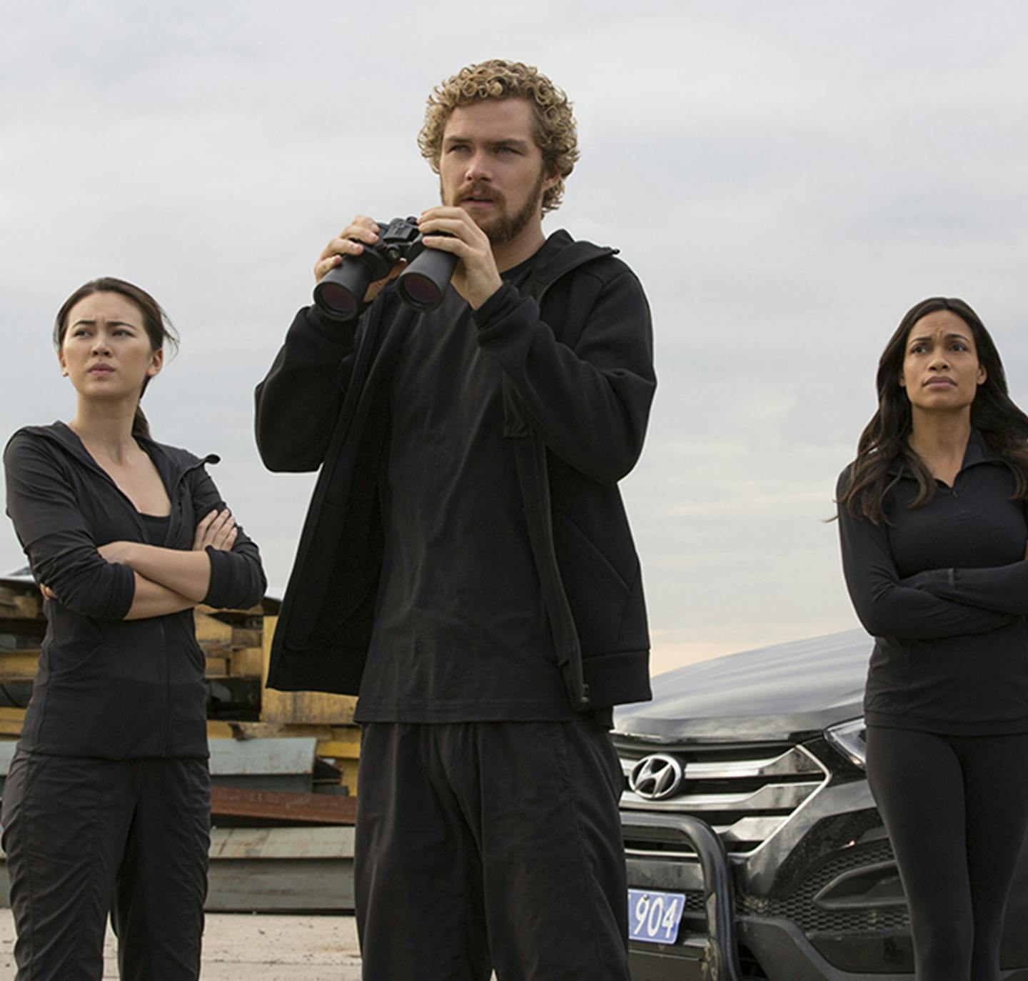 "Iron Fist" stars Jessica Henwick as Colleen Wing, Finn Jones as Danny Rand and Rosario Dawson and Claire Temple. (Cara Howe/Netflix) ORG XMIT: 1198619