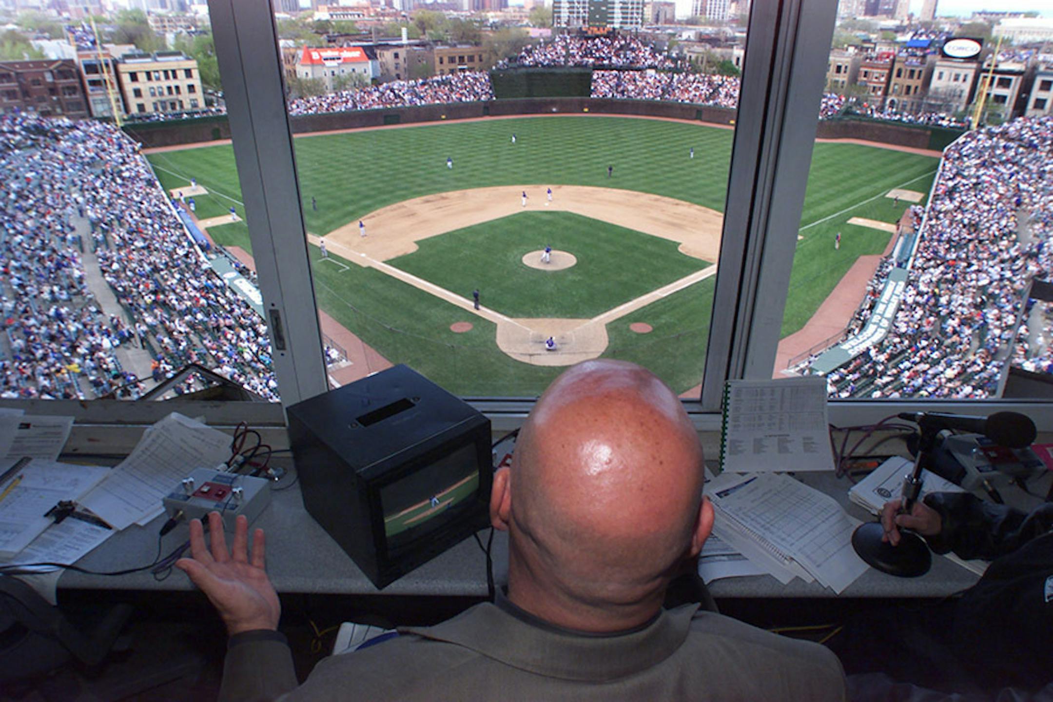 Minnesota Governor Jesse Ventura went to Wrigley Field to see a portion of a Cubs/Astros ballgame from the press box.