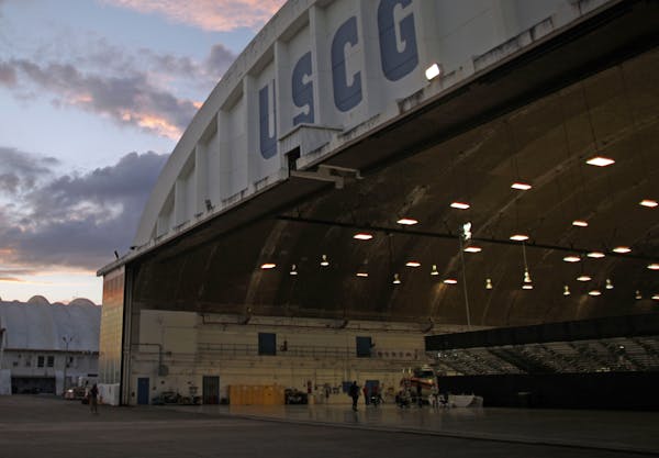 The hangar of the USCG Airstation Borinquen where the NCAA college basketball Armed Forces Classic match between Minnesota and Louisville will be play