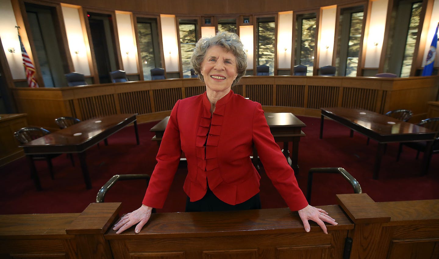 Esther Tomljanovich, former Minnesota Supreme Court justice, shared some accounts of discrimination of women in law, Friday, February 20, 2015 at the Minnesota Judicial Center in St. Paul, MN. ] (ELIZABETH FLORES/STAR TRIBUNE) ELIZABETH FLORES &#x2022; eflores@startribune.com