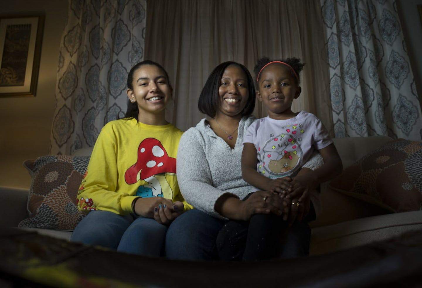 LaShonda McGowan, an x-ray technician, had been renting an apartment. She used a Habitat for Humanity loan to buy a four-bedroom house in Cottage Grove for she and her three kids. Two of them are here Aliya,13, and Athena,5.] Richard Tsong-Taatarii/ Richard-Tsong-Taatarii@startribune.com